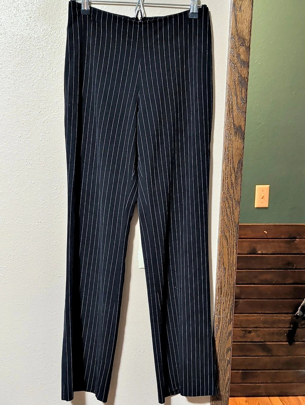 Vintage 90s Pinstripe Flare Pants Black